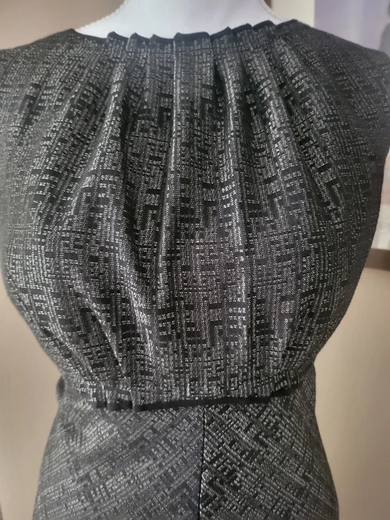 Anne Klein - Sleeveless Textured Fit & Flare Dress - Charcoal Grey/Black - Picture 2 of 5